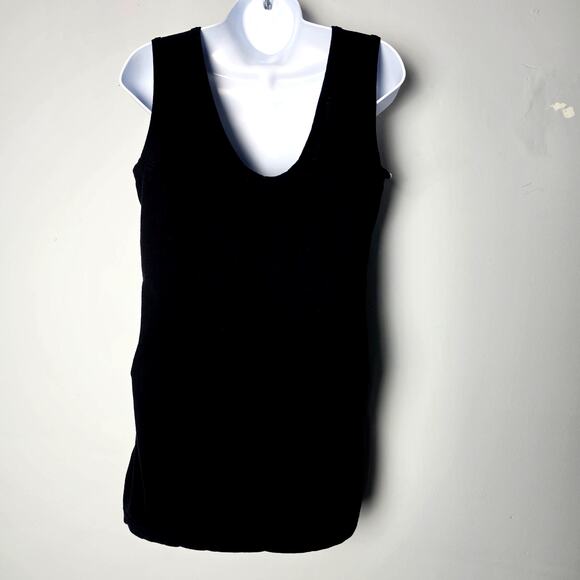 James Perse Black Cotton Tank Top Women’s 3 Ruched Side Stretch Knit USA Casual - Picture 4 of 9